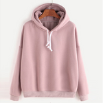 Long-sleeved Solid Color Hooded Top Sweatshirt