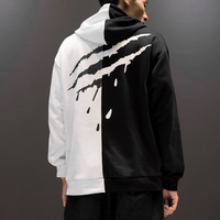 Black White Splice Hoodies Oversize Hip-hop Style