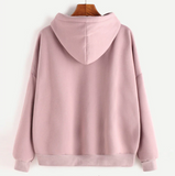 Long-sleeved Solid Color Hooded Top Sweatshirt