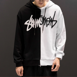 Black White Splice Hoodies Oversize Hip-hop Style