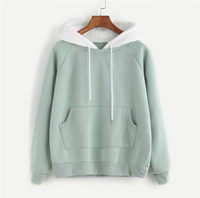 Pale Green Patchwork Hoodie Women