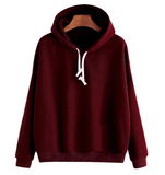 Long-sleeved Solid Color Hooded Top Sweatshirt