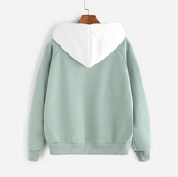 Pale Green Patchwork Hoodie Women