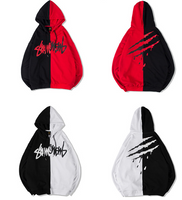 Black White Splice Hoodies Oversize Hip-hop Style