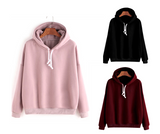 Long-sleeved Solid Color Hooded Top Sweatshirt