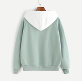 Pale Green Patchwork Hoodie Women