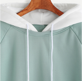 Pale Green Patchwork Hoodie Women